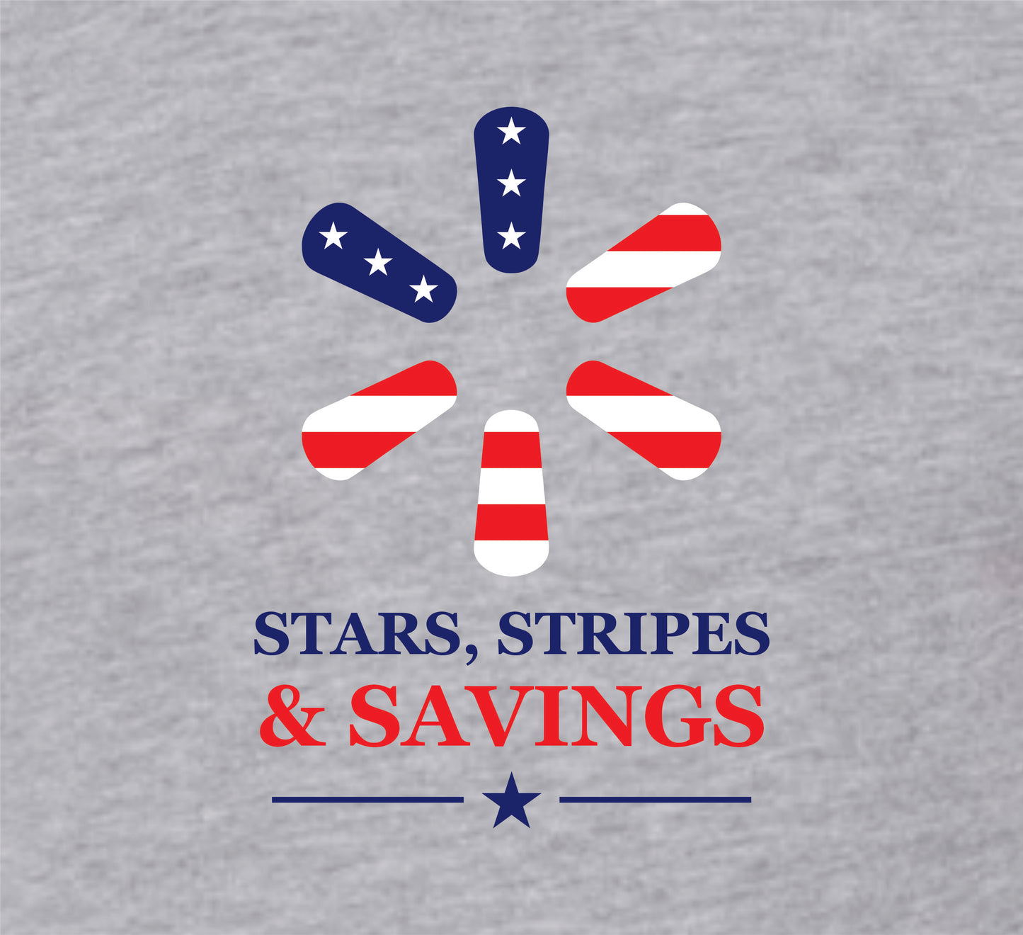 Walmart Employee Patriotic Shirt – Stars Stripes & Savings Spark Tee