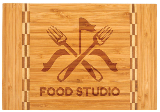 Bamboo Cutting Board with Butcher Block Inlay