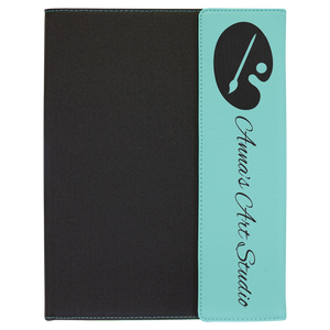 9 1/2" x 12" Laserable Leatherette / Black Canvas Portfolio with Notepad