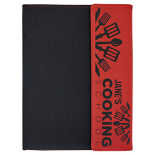 Load image into Gallery viewer, 9 1/2&quot; x 12&quot; Laserable Leatherette / Black Canvas Portfolio with Notepad